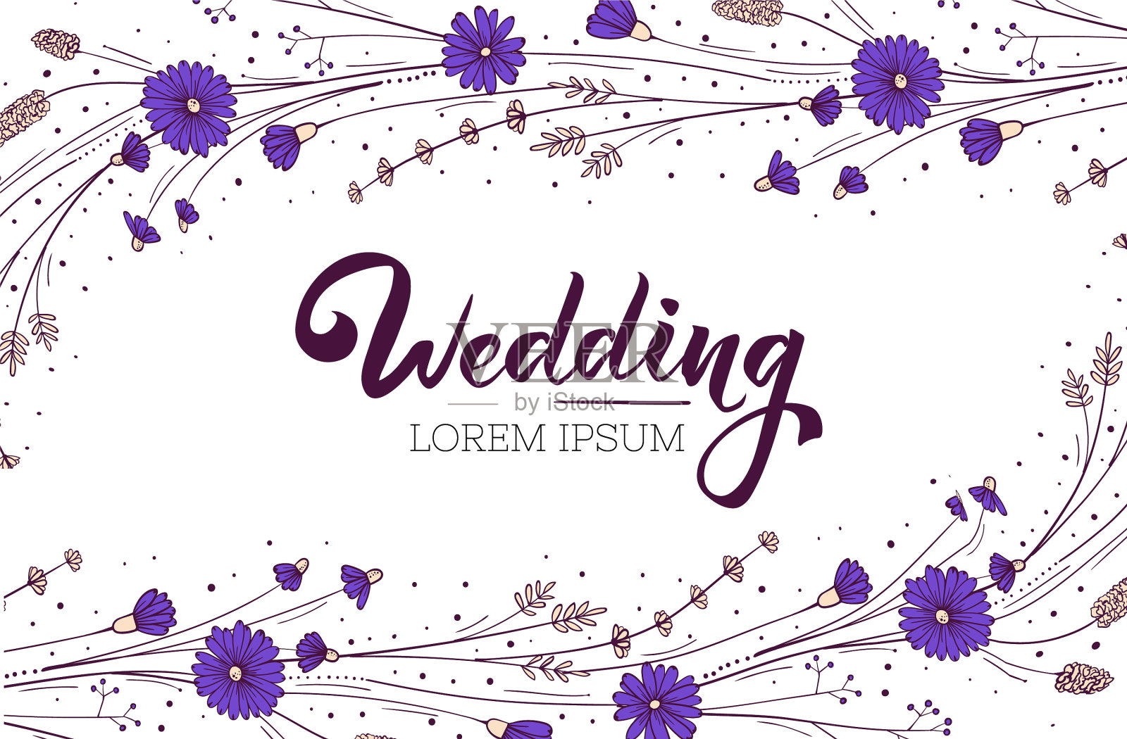 野花婚礼请柬布置问候设计模板素材