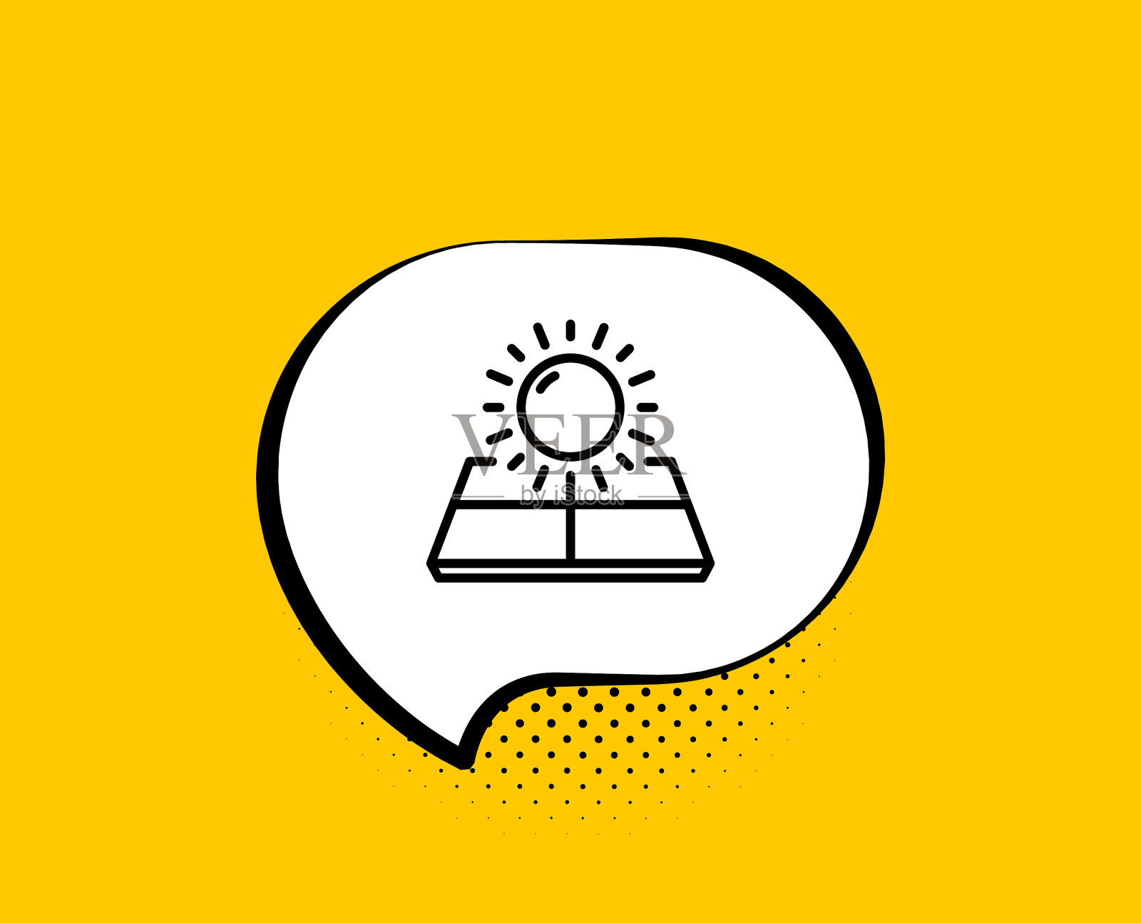 太阳能线条图标太阳能电池板标志生态插画图片素材