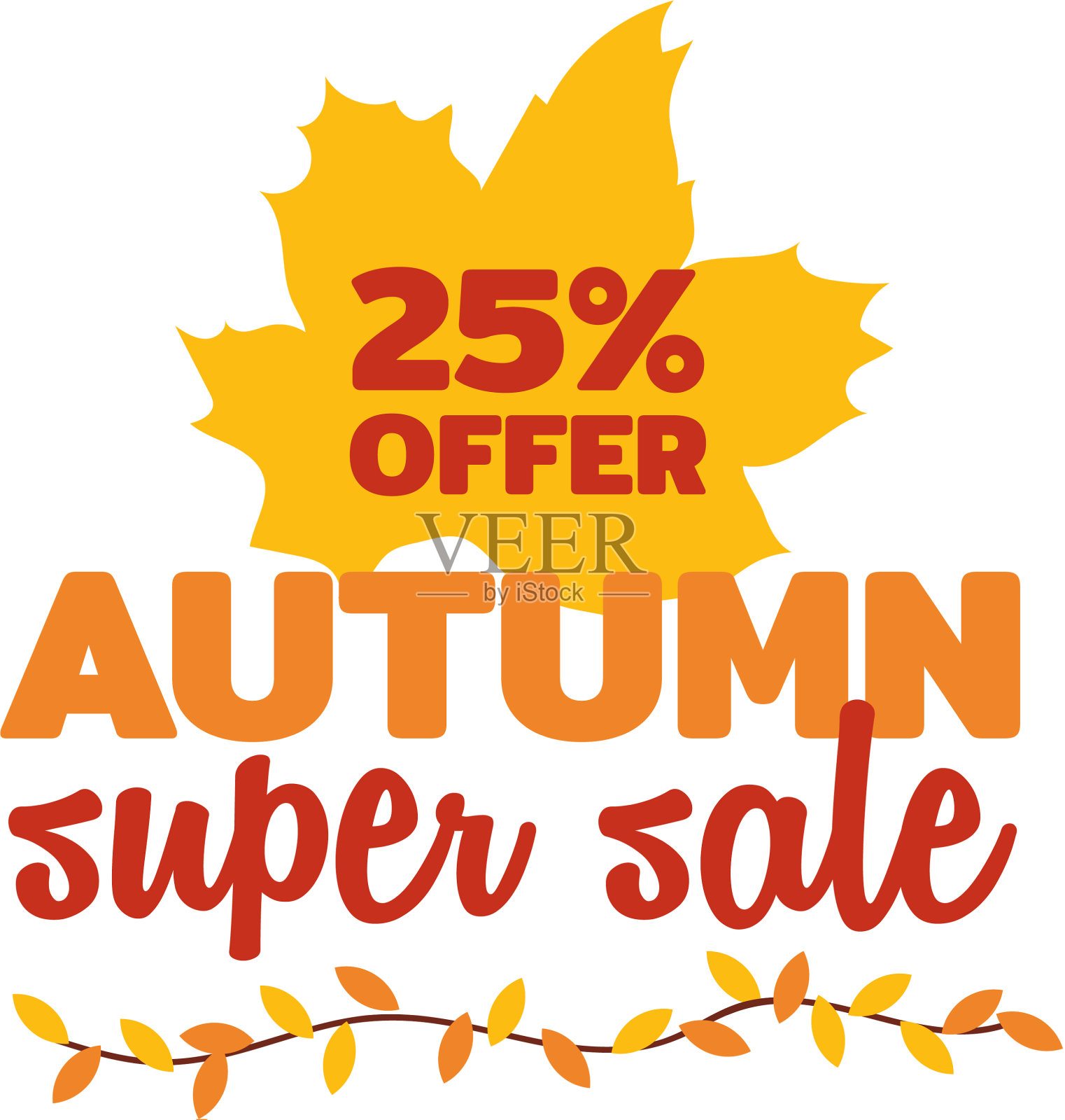 25折秋季超级销售排版与秋季干燥设计元素图片