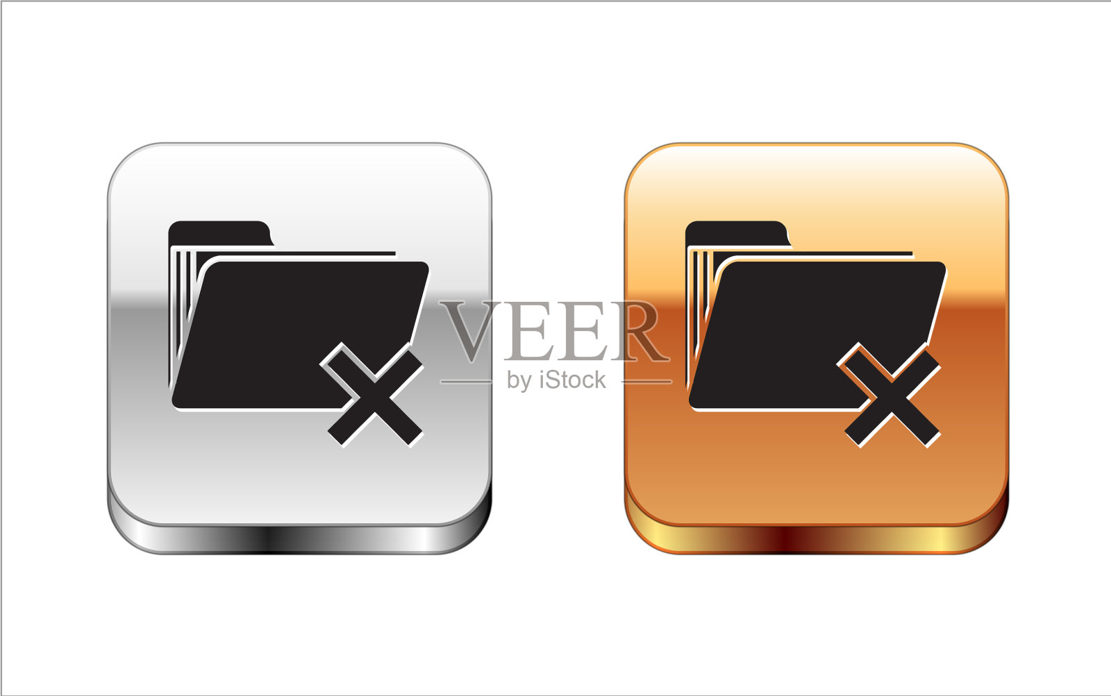 黑色删除文件夹图标隔离在白色图标素材