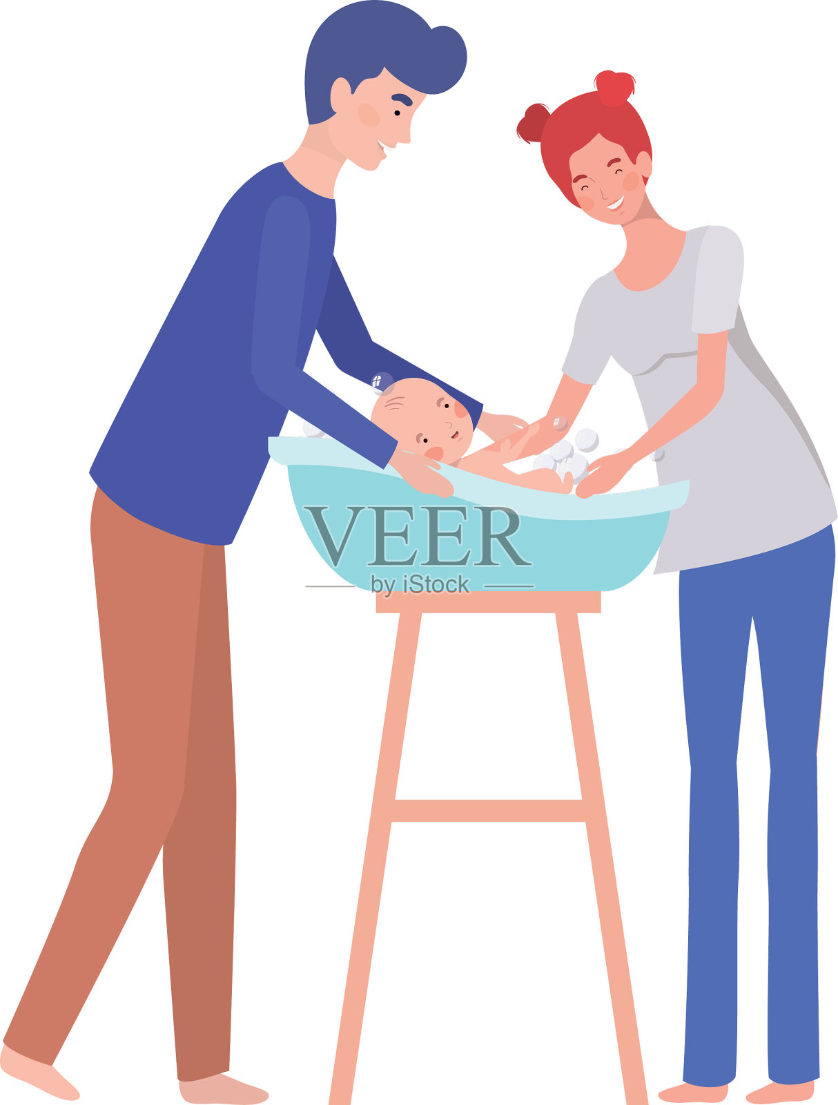 被隔离的父母设计了婴儿插画图片素材