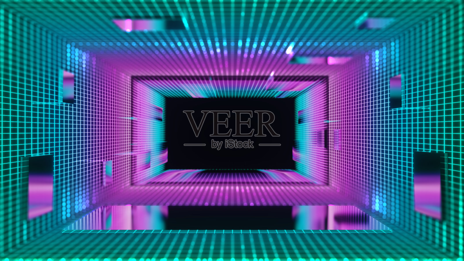 三维抽象，几何景观背景，多边形结构，元宇宙虚拟现实网络空间，产品展示平台，产品场所，彩色霓虹灯，复古科幻风格照片摄影图片