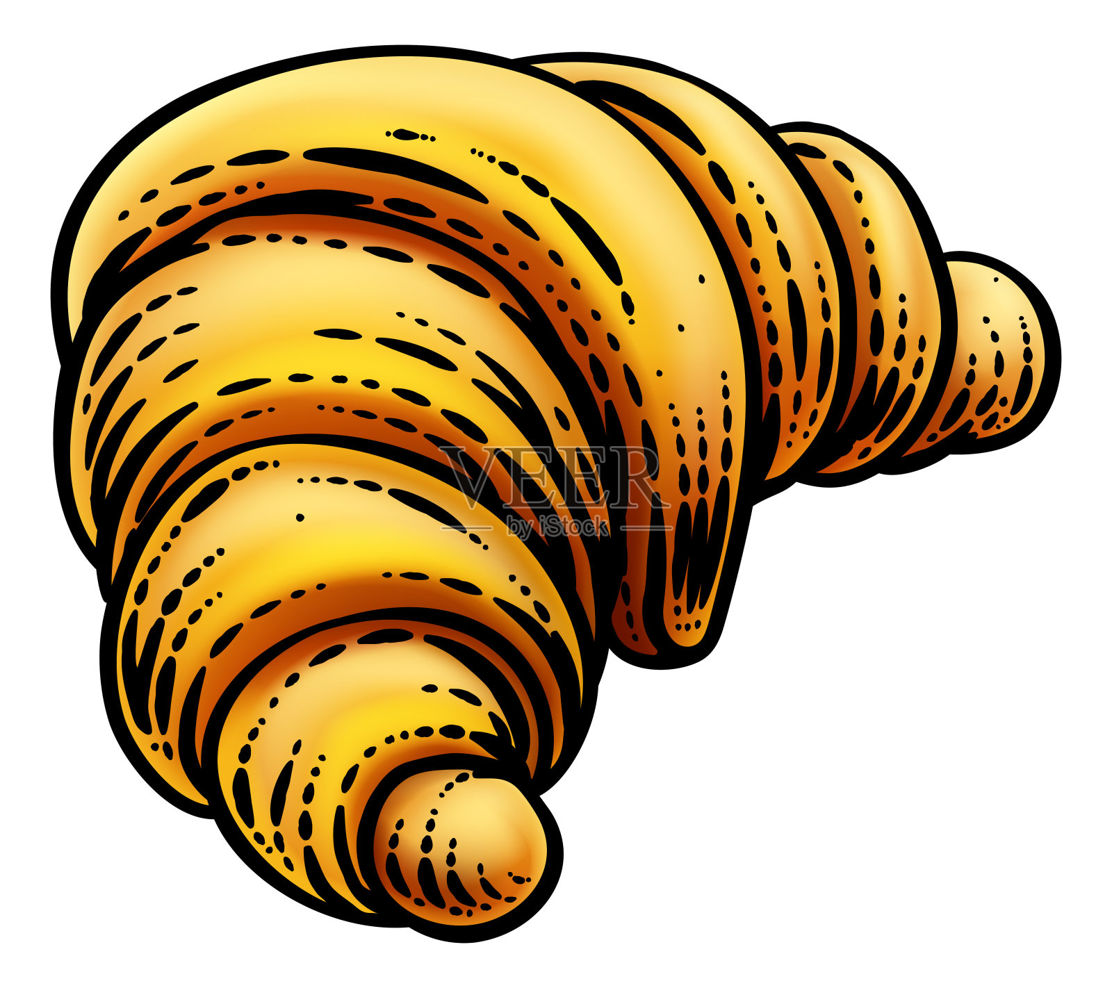 羊角面包面点面包画木刻食品插画图片素材