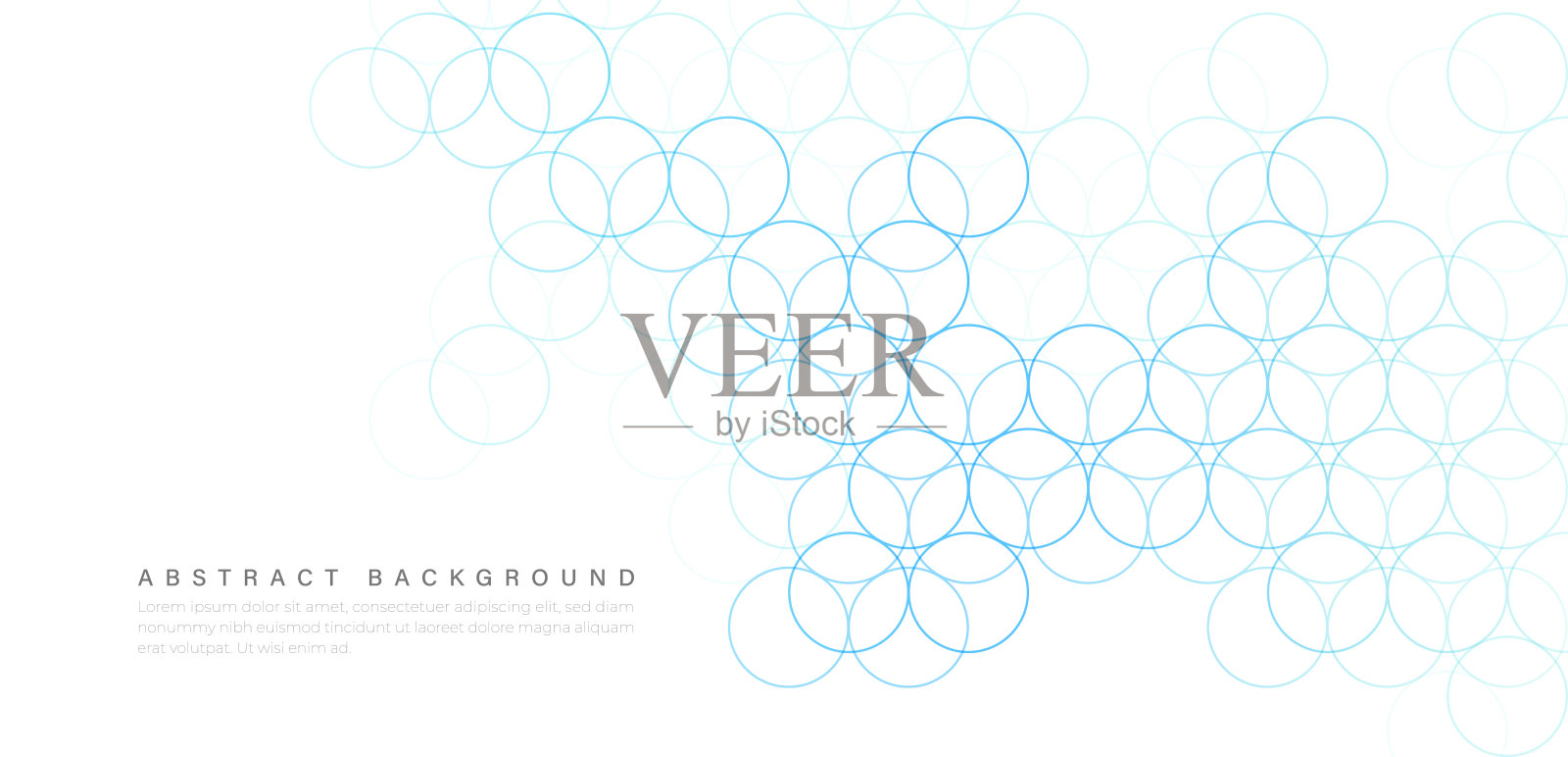 摘要白色背景与明亮的蓝色圆矢量。简单的圆形线条叠加纹理。清洁最小的风格。连接几何线图形模板与空间为您的文本。矢量图插画图片素材