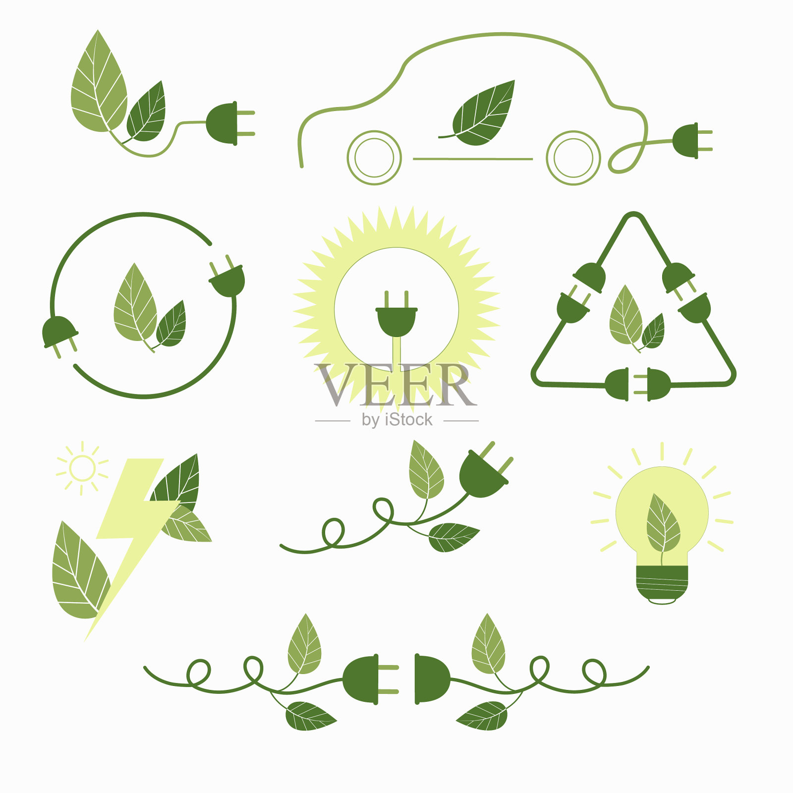 绿色能源矢量图标集插画图片素材