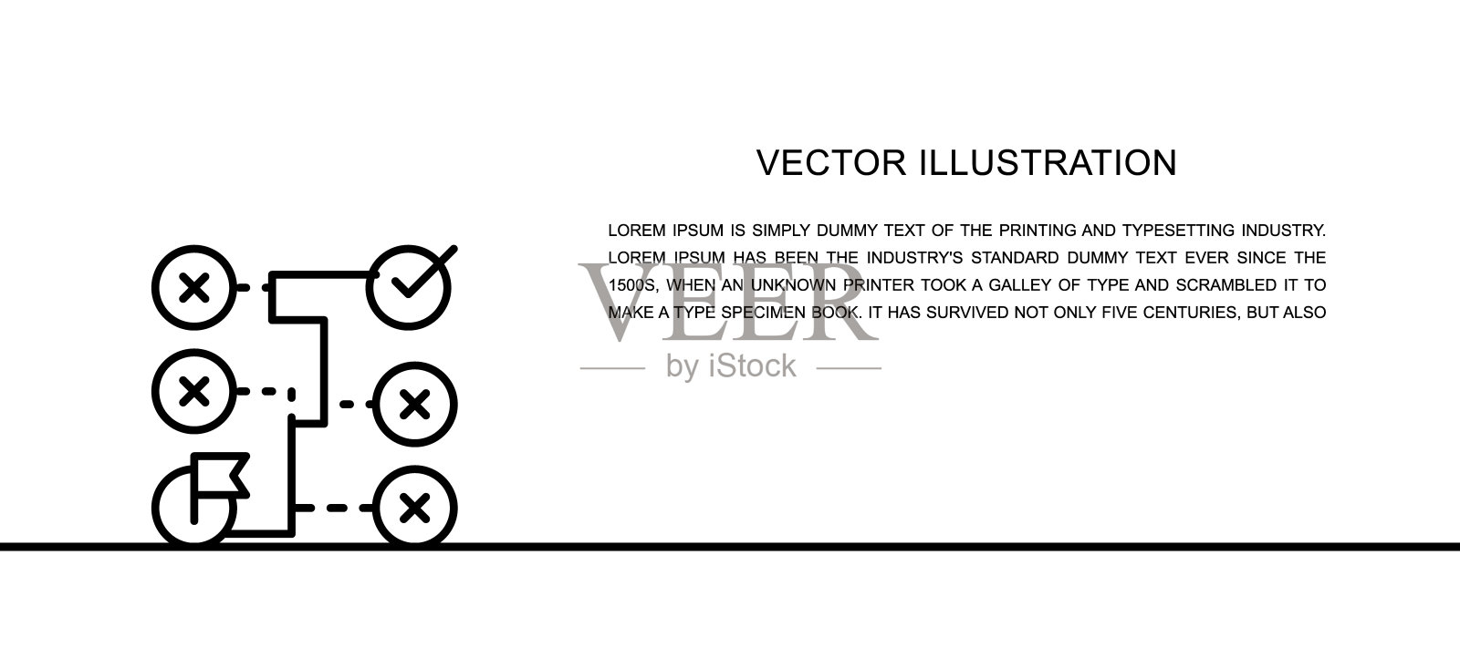 矢量正确解，迷宫，算法单线图标。连续的一行插图。插画图片素材