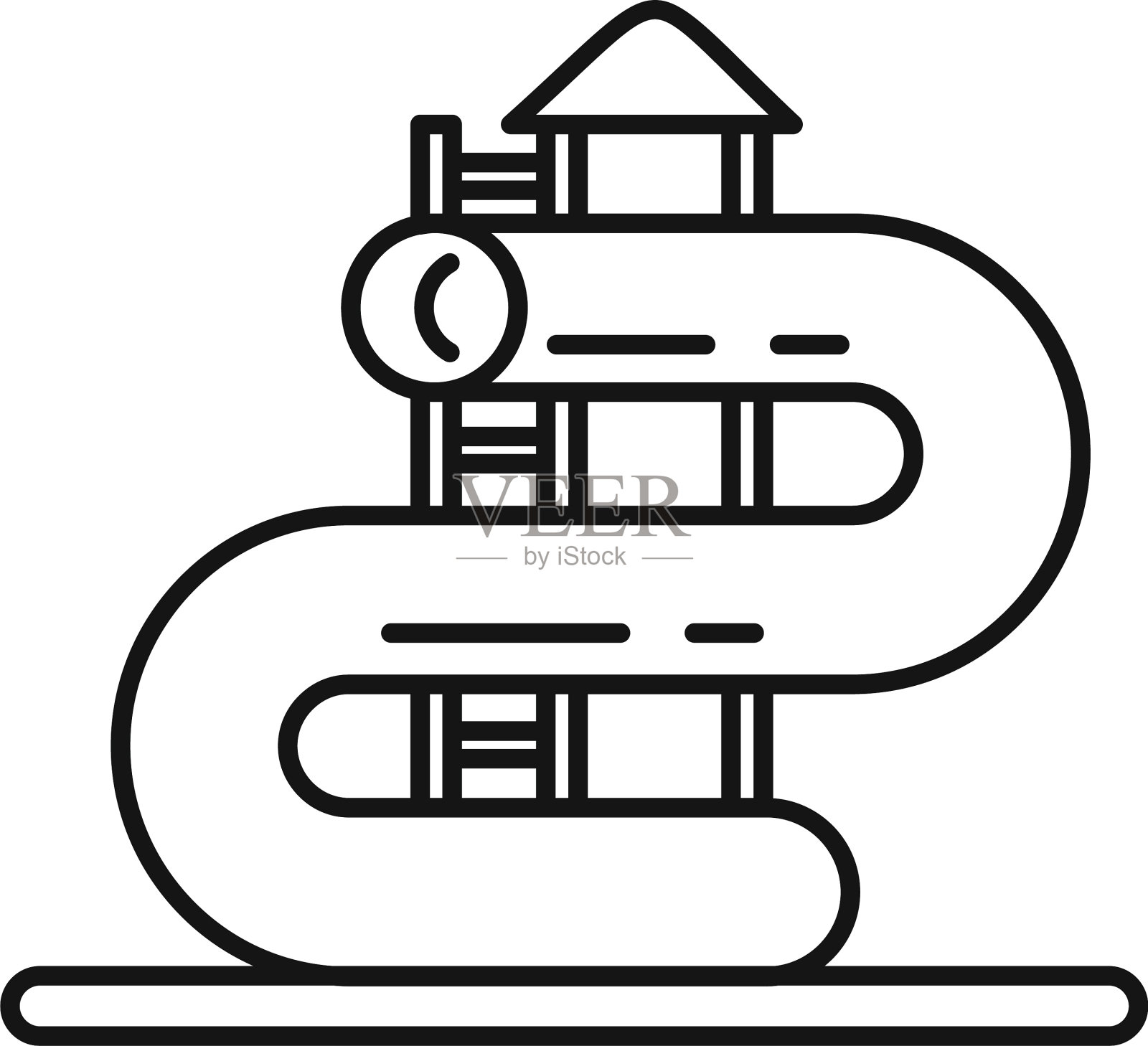 度假水公园管道图标轮廓风格图标素材