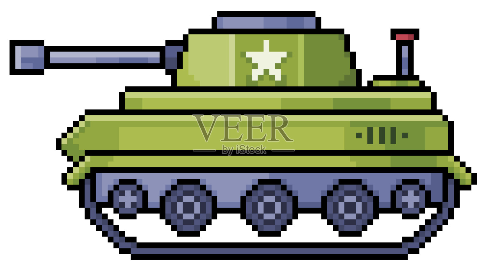 像素艺术战斗坦克车辆矢量8位游戏插画图片素材