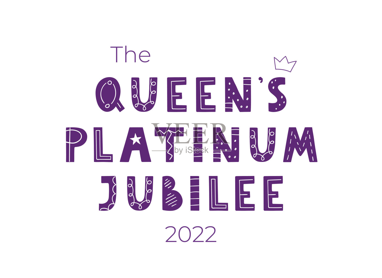 女王登基60周年。庆祝英国女王伊丽莎白。手绘字体。设计横幅，贺卡，小册子和更多。插画图片素材