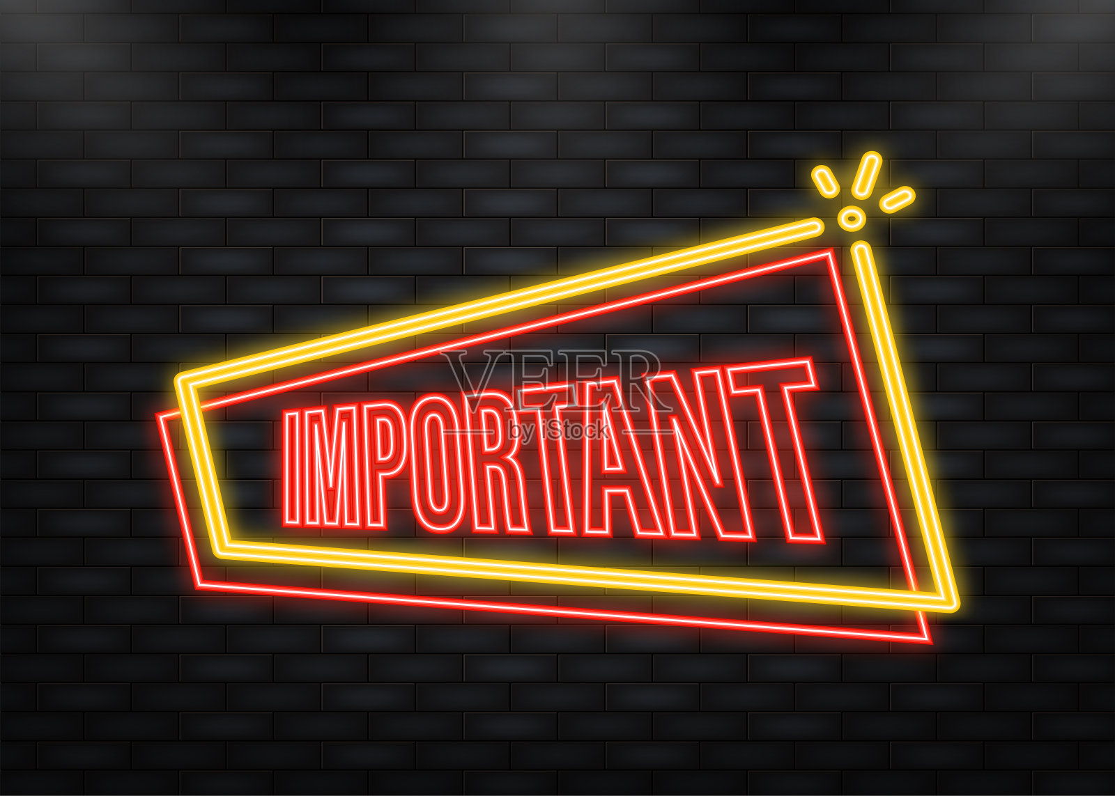 霓虹灯图标。重要的红色旗帜在白色背景平坦的风格。矢量插图。插画图片素材