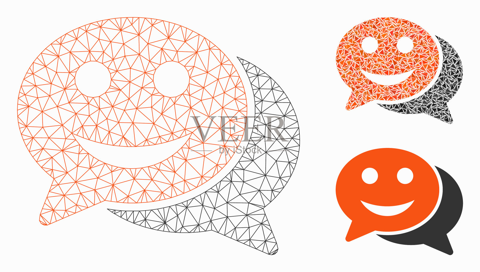 快乐聊天网格二维模型和三角形插画图片素材