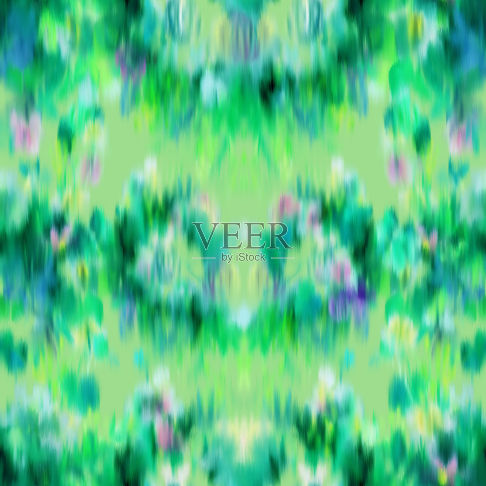 摘要模糊花无缝图案。夏季印花带有牧场流血春花效果。水彩纹理。高质量重复插图与夏季主题。时髦的植物设计。插画图片素材