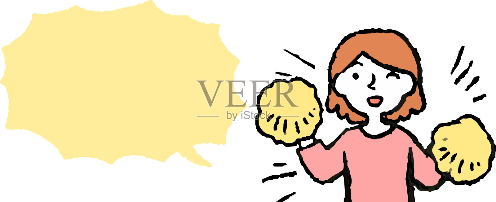 上半身女性面部和姿势与言语设计元素图片