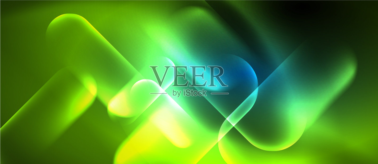 蓝色霓虹灯圆形形状的技术背景插画图片素材