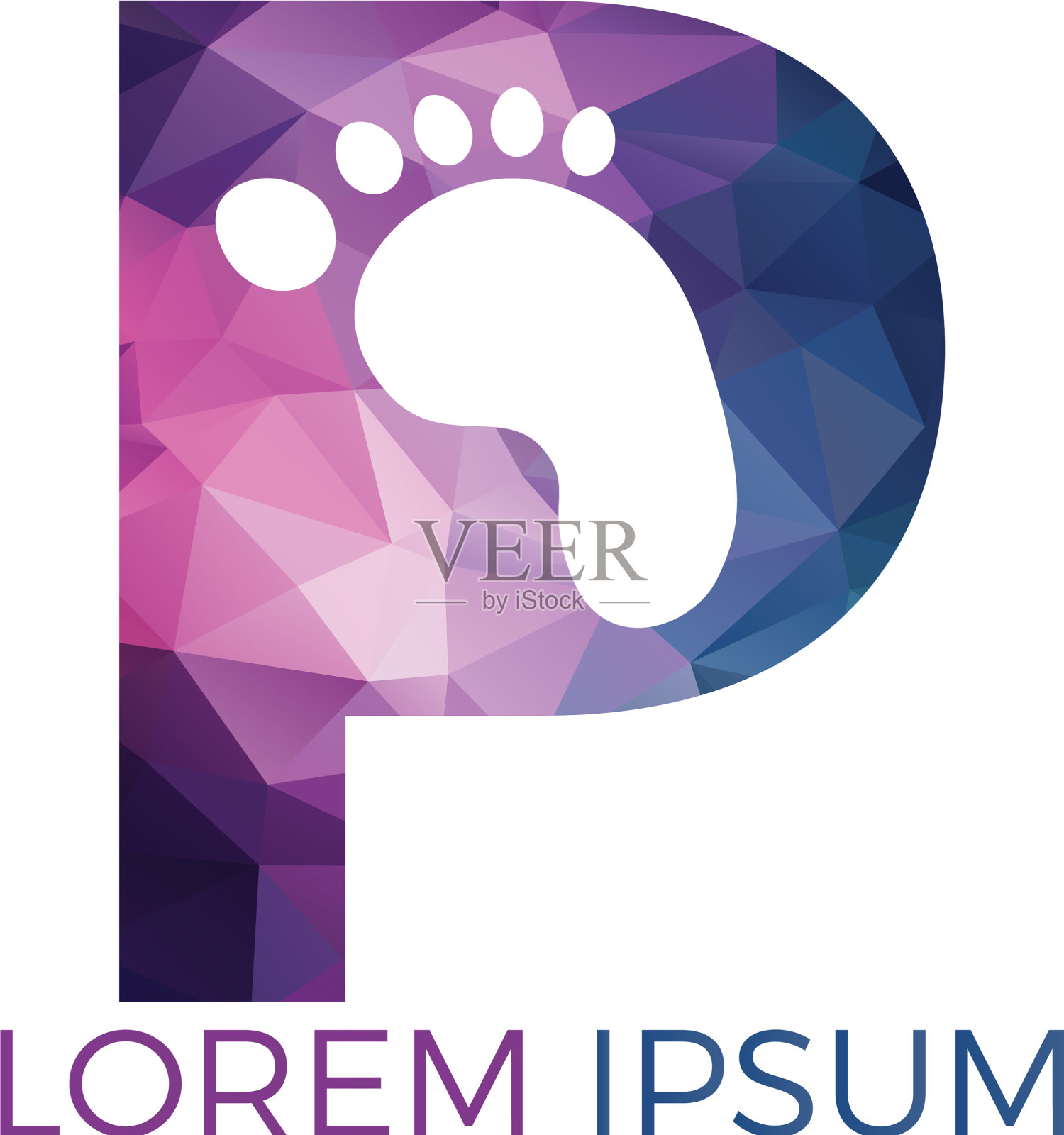 字母p和脚的标志设计插画图片素材