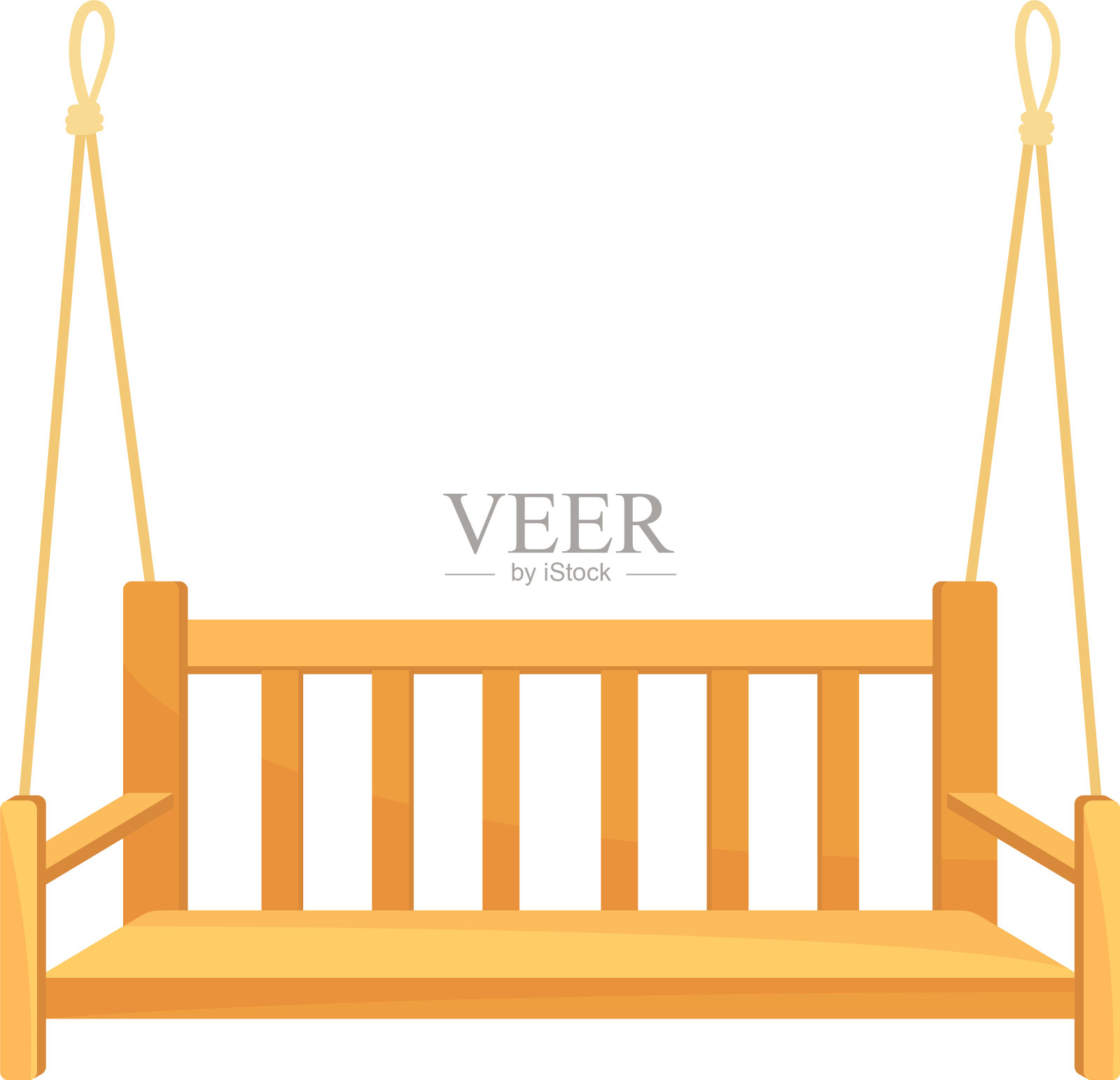 悬挂木秋千插画图片素材