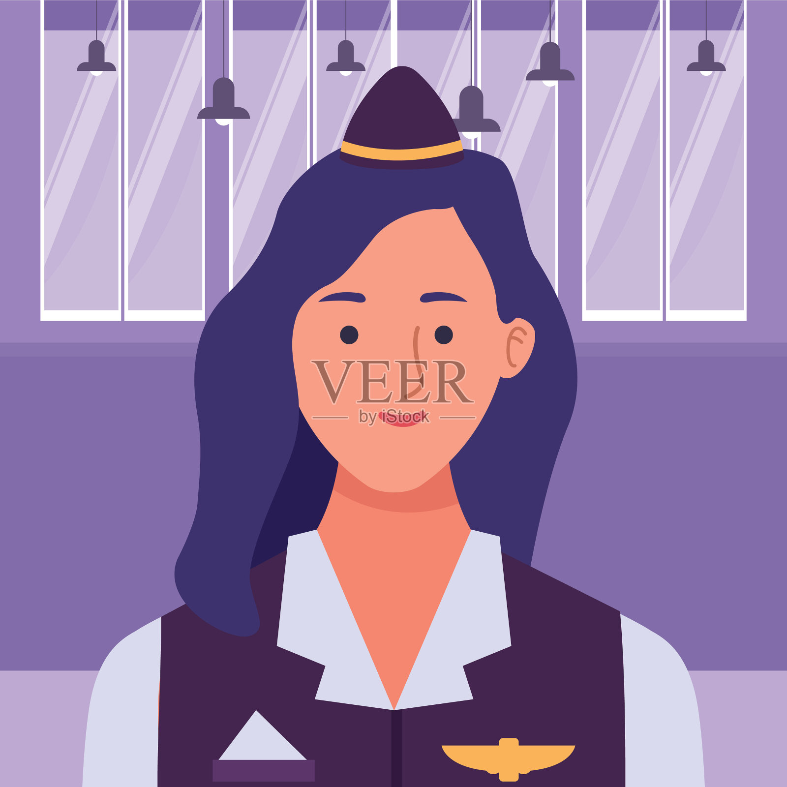 空姐微笑的背影插画图片素材