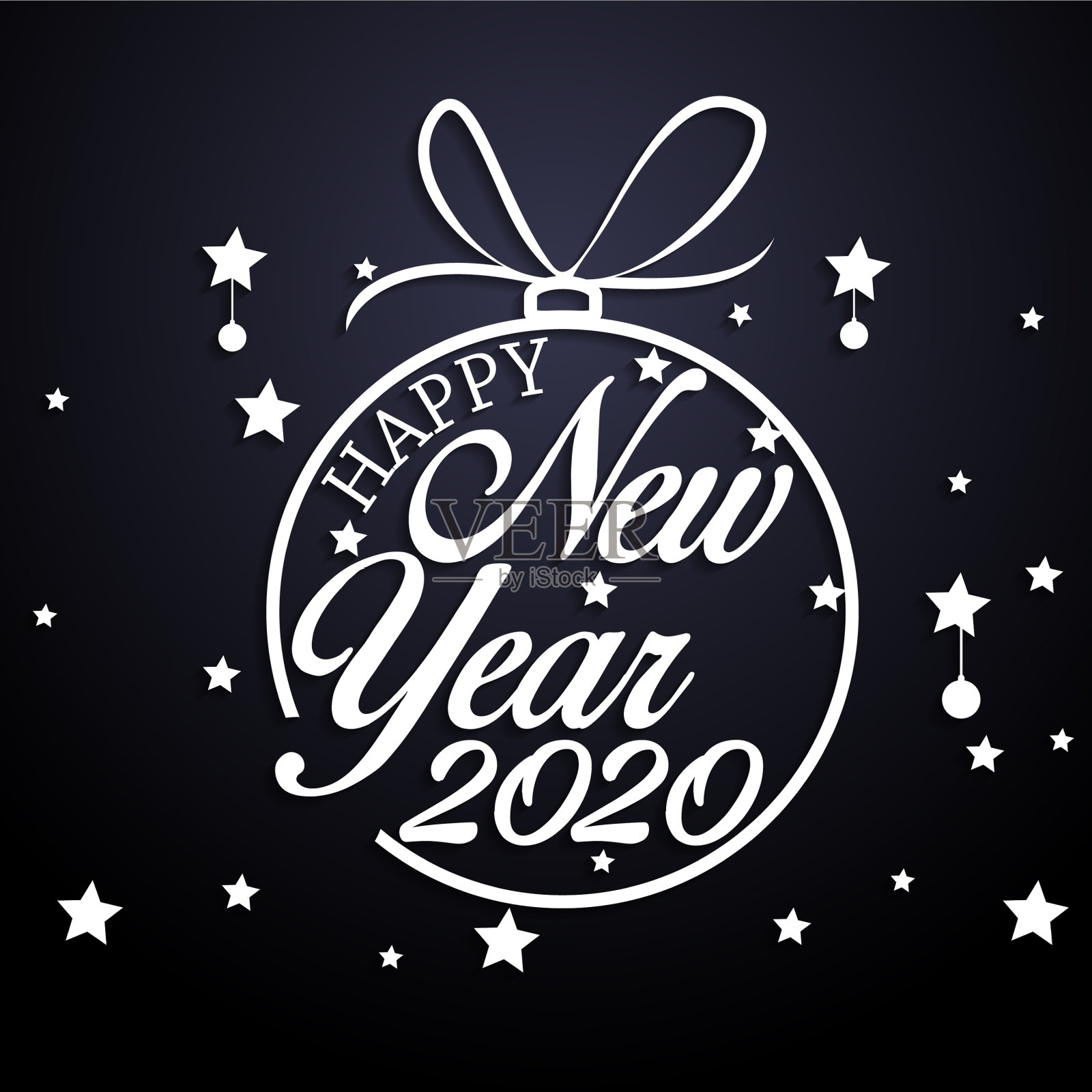 2020年新年快乐，刻字问候语插画图片素材