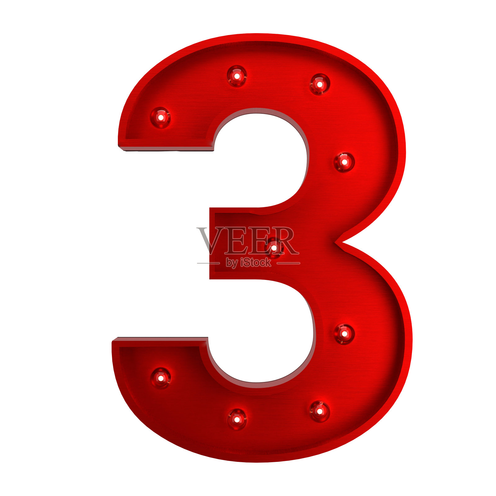 红色金属3号灯泡照片摄影图片