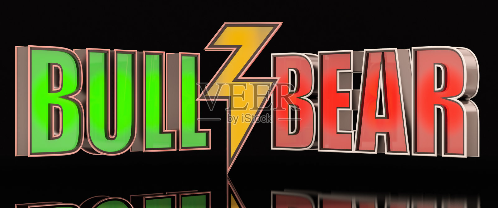 金融市场概念牛市和熊市迹象照片摄影图片
