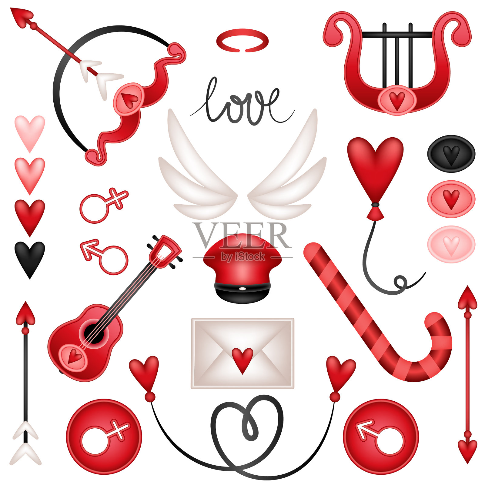 设置爱神丘比特的元素插画图片素材