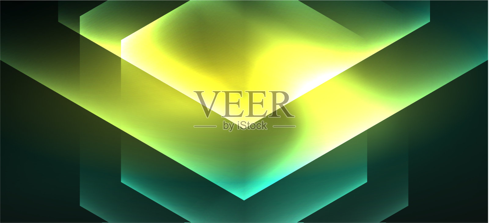 闪亮的六边形霓虹灯模板未来数字插画图片素材