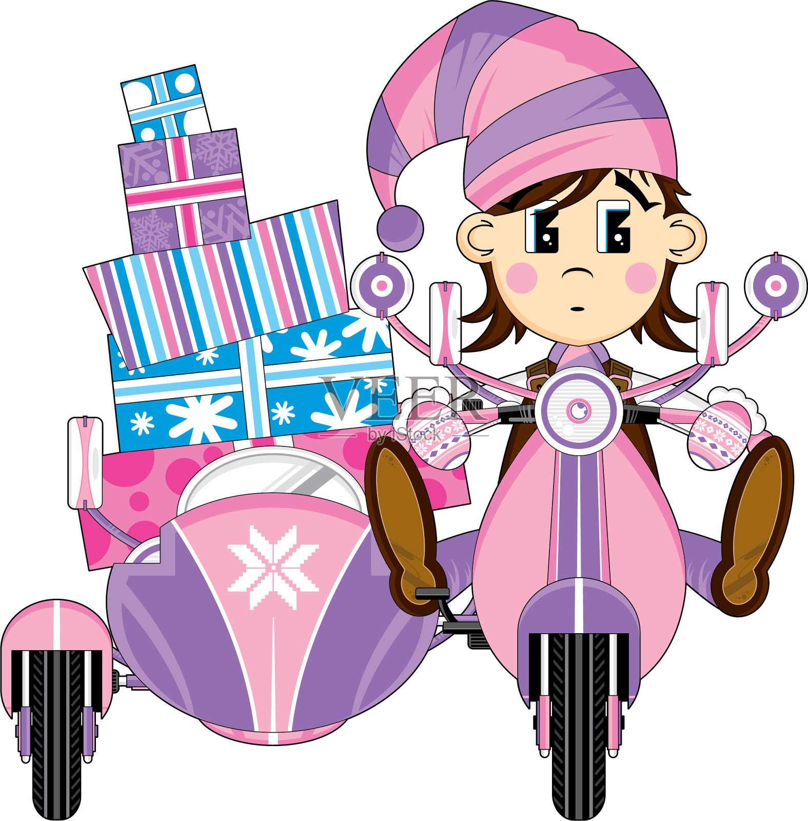 滑板车上的圣诞精灵设计元素图片