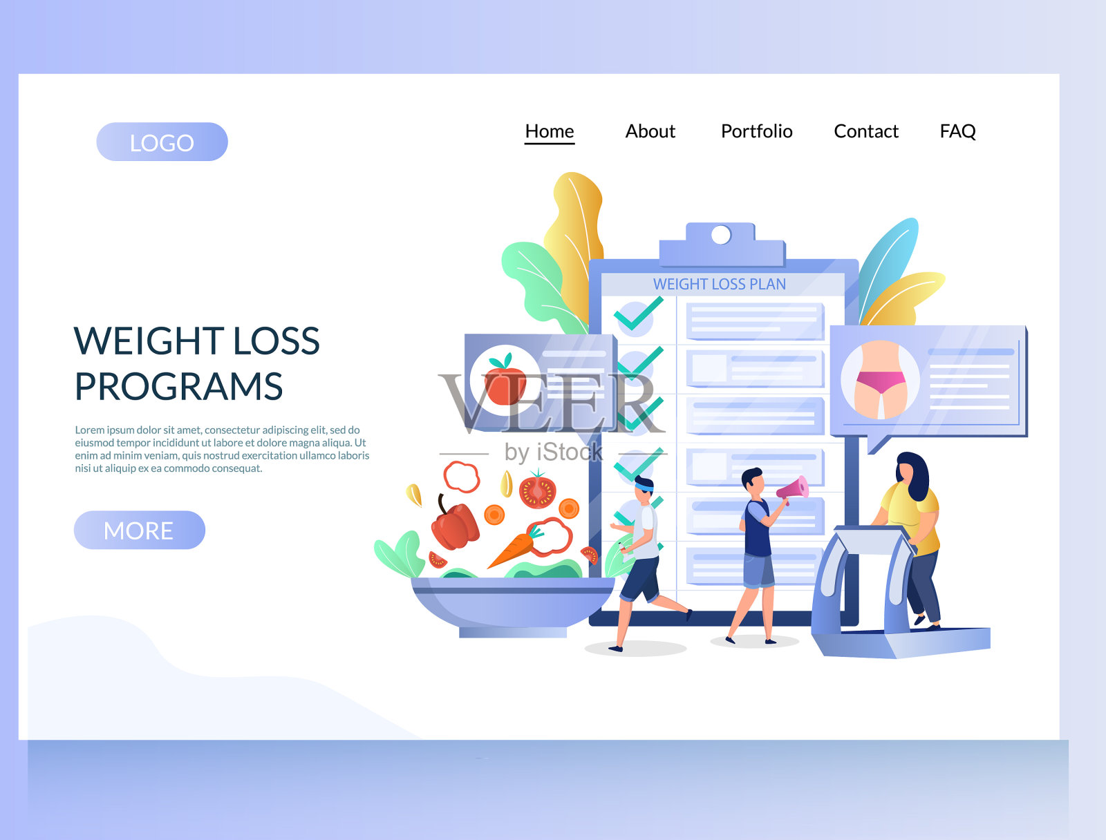 减肥计划网站登陆页面设计模板素材