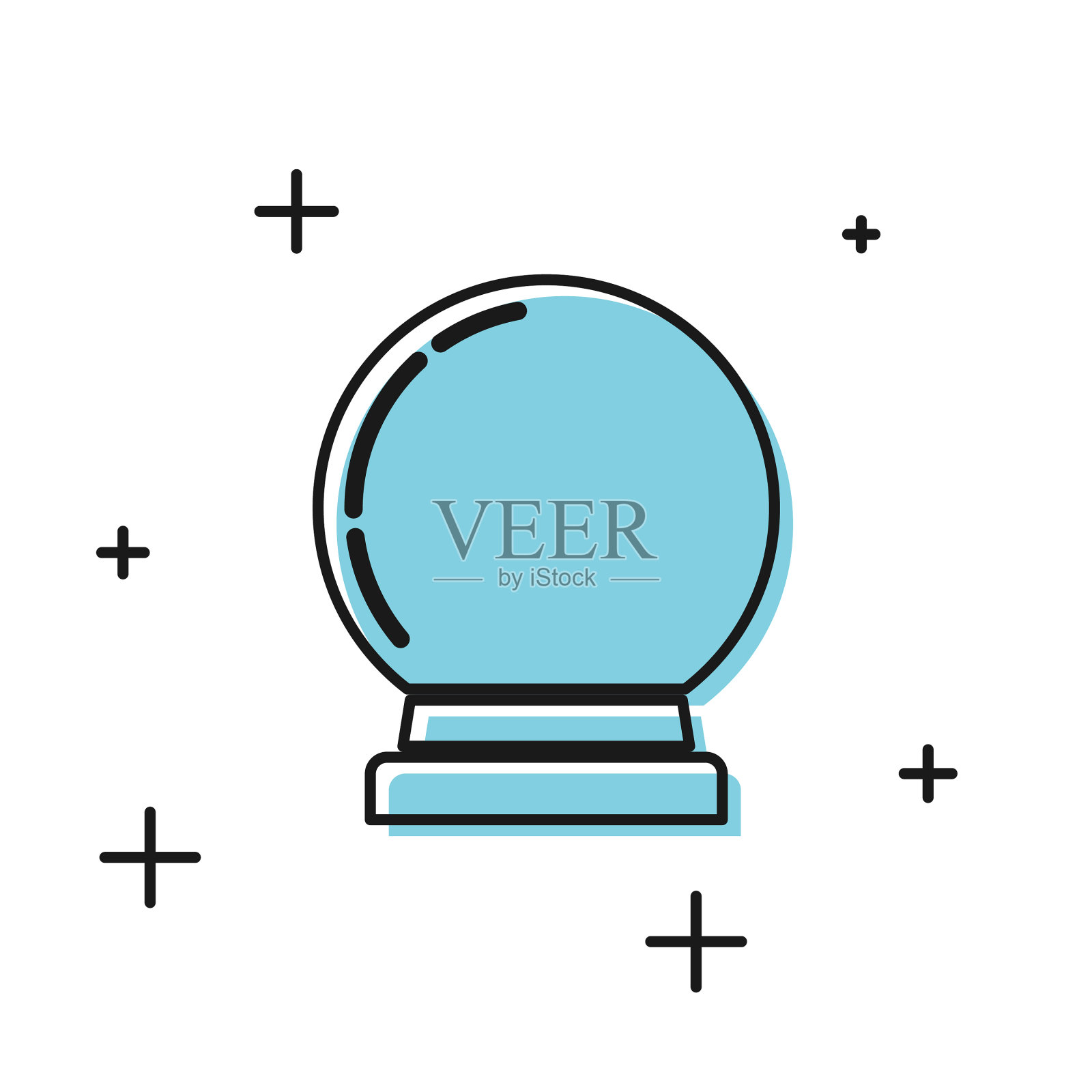 黑色魔术球图标孤立在白色背景插画图片素材