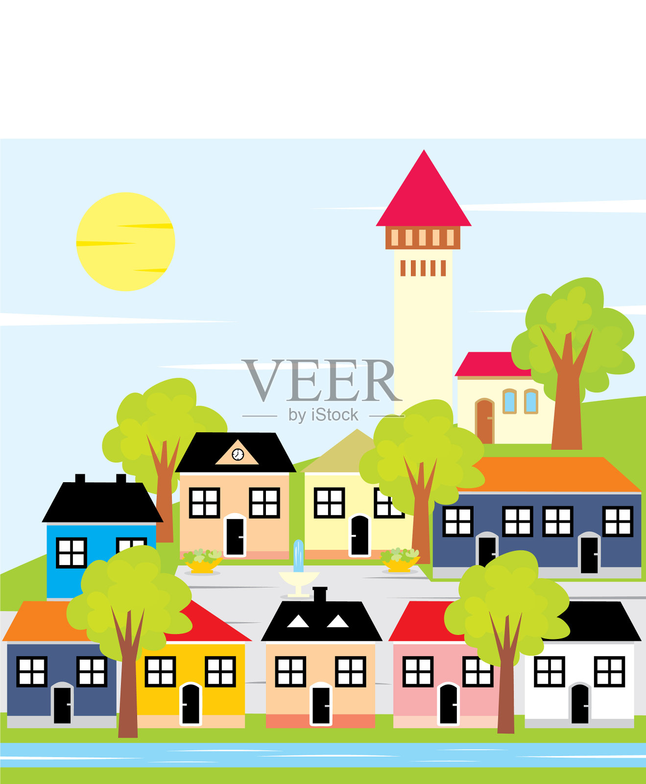 小镇插画图片素材