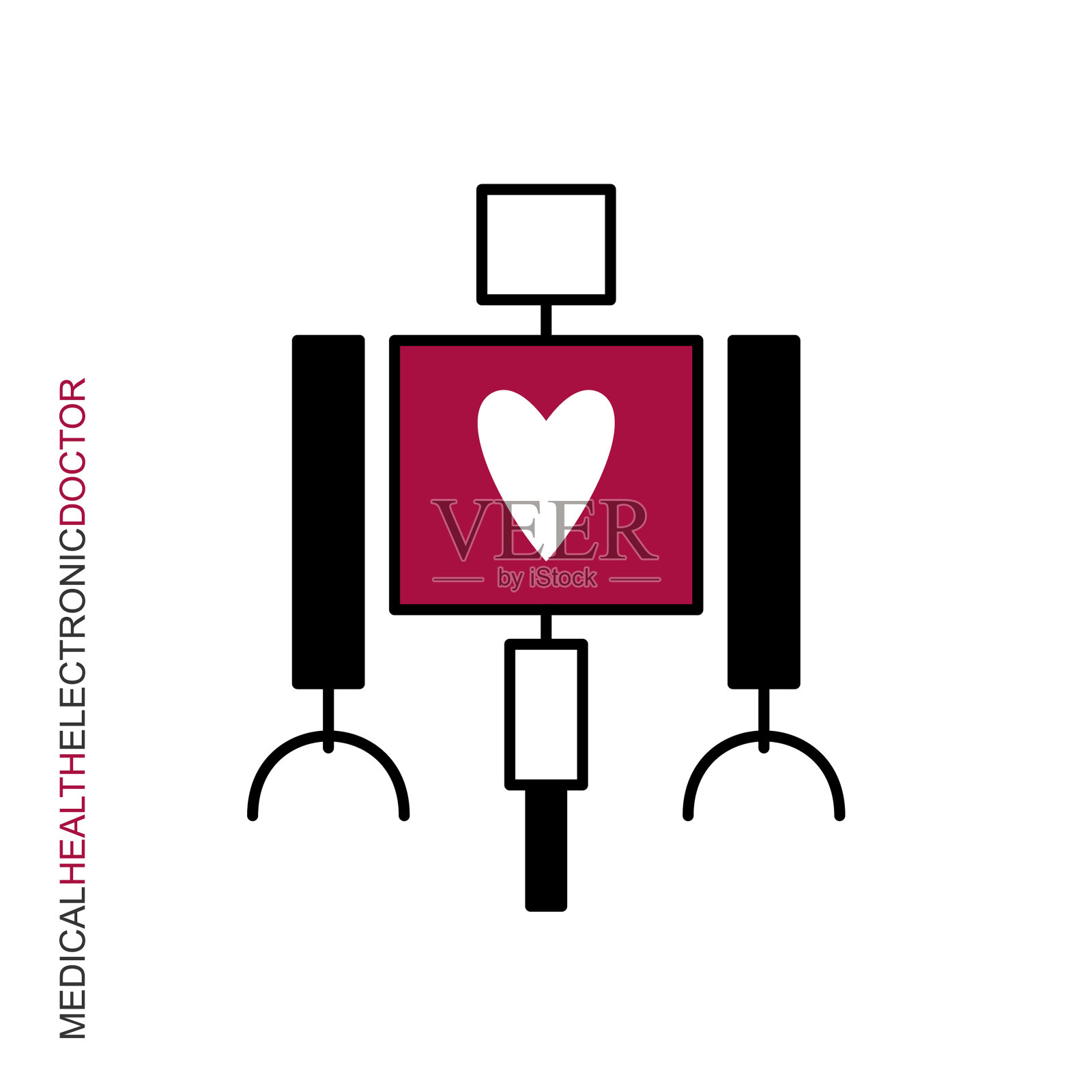 医疗机器人的心插画图片素材