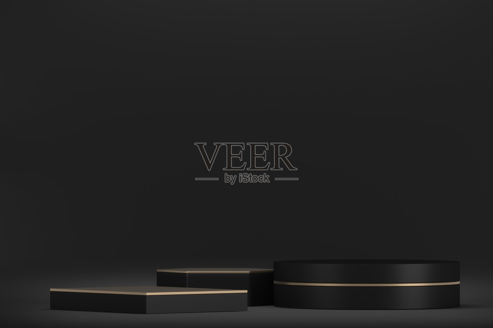 黑色舞台裙台适合产品装饰。三维渲染照片摄影图片