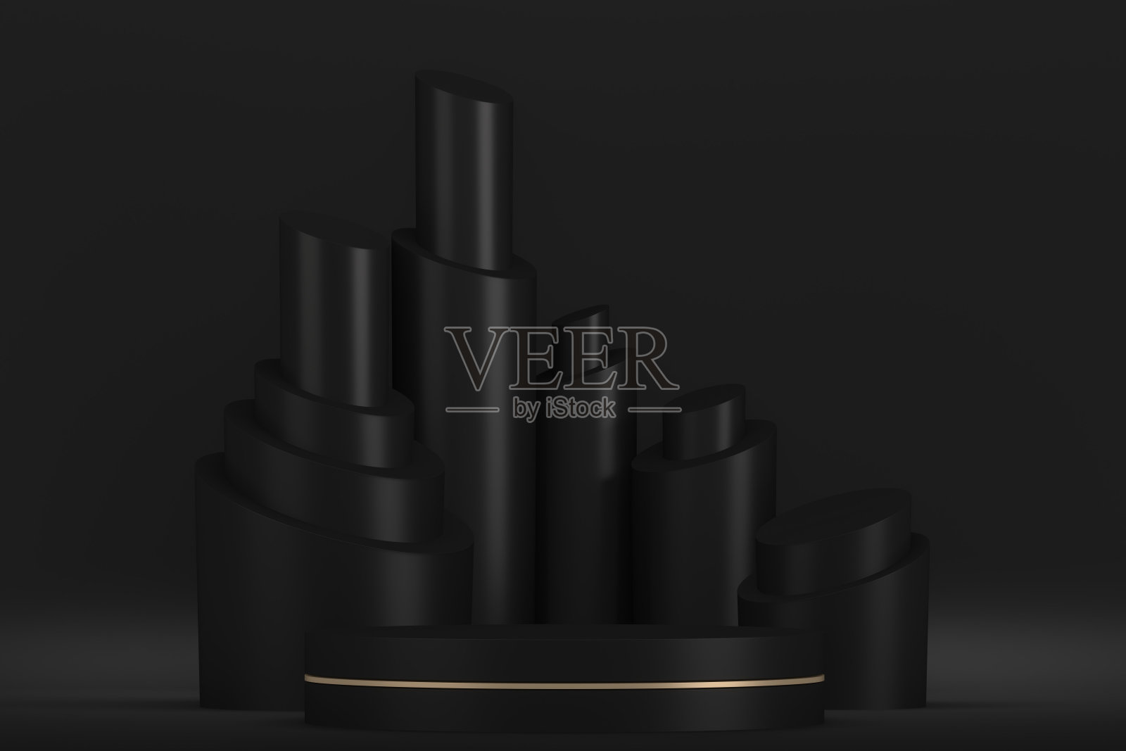 黑色舞台裙台适合产品装饰。三维渲染照片摄影图片