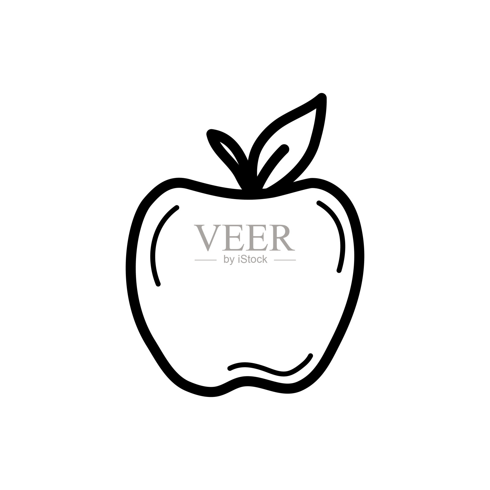 画苹果。手绘涂鸦图标。标志符号。向量。插画图片素材