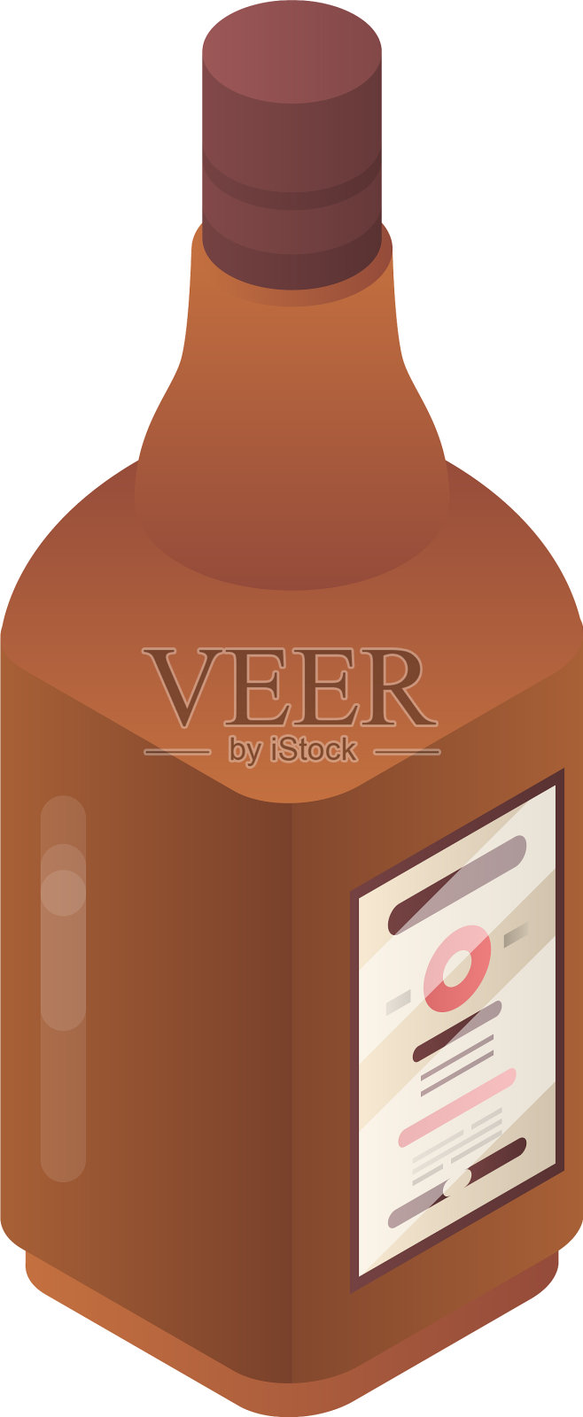 啤酒瓶图标等距风格插画图片素材