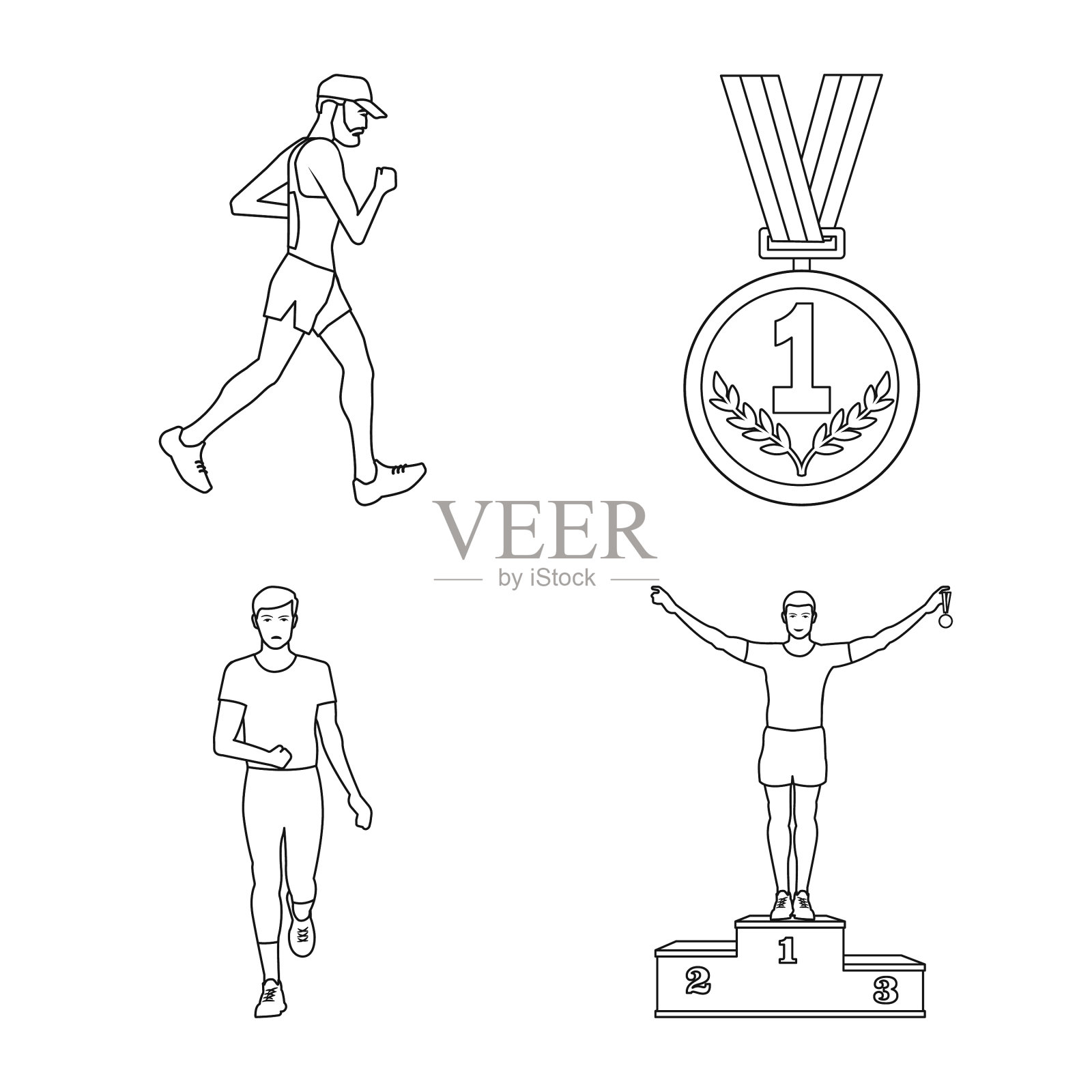 设计训练和短跑图标集图标素材