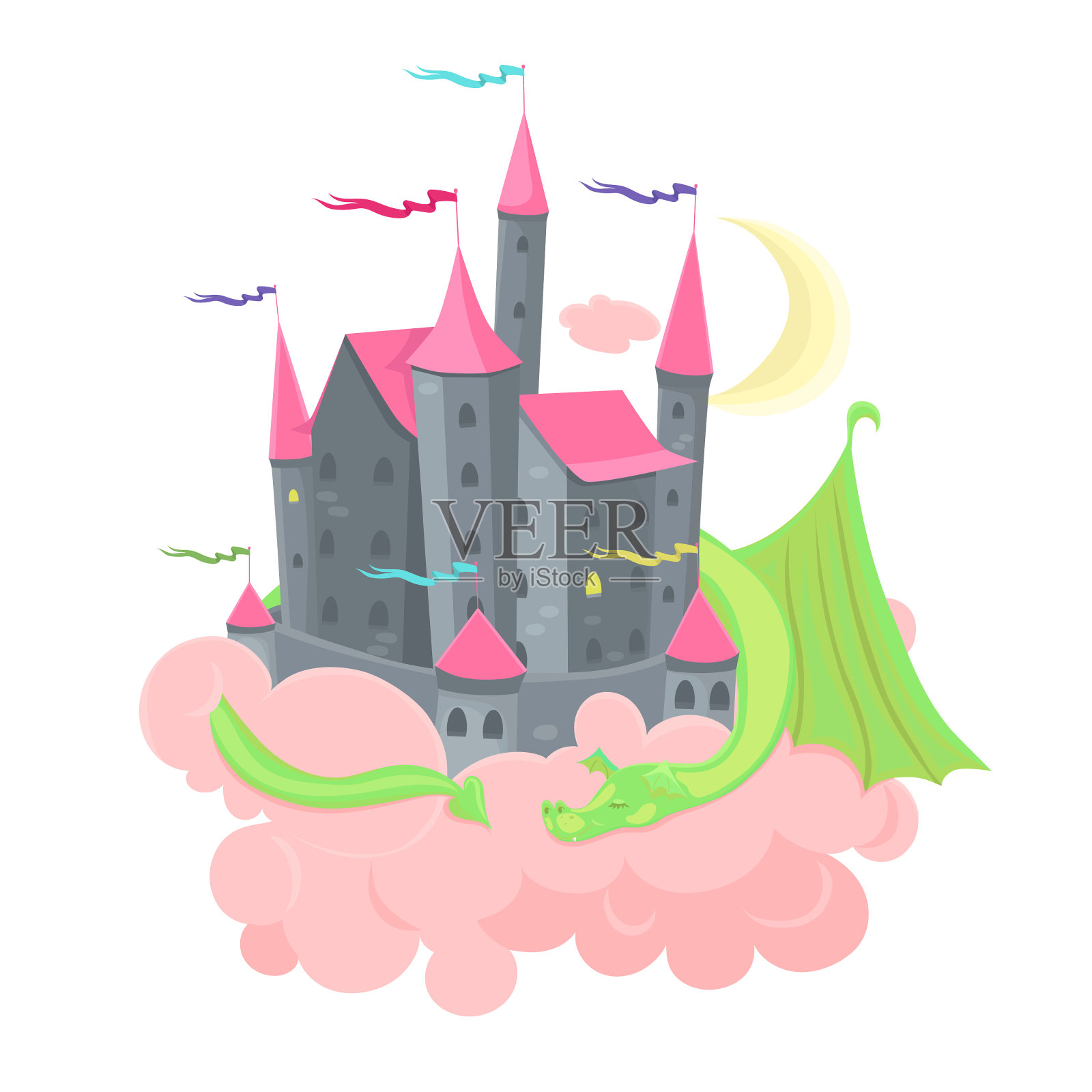 云中城堡，沉睡的巨龙设计元素图片