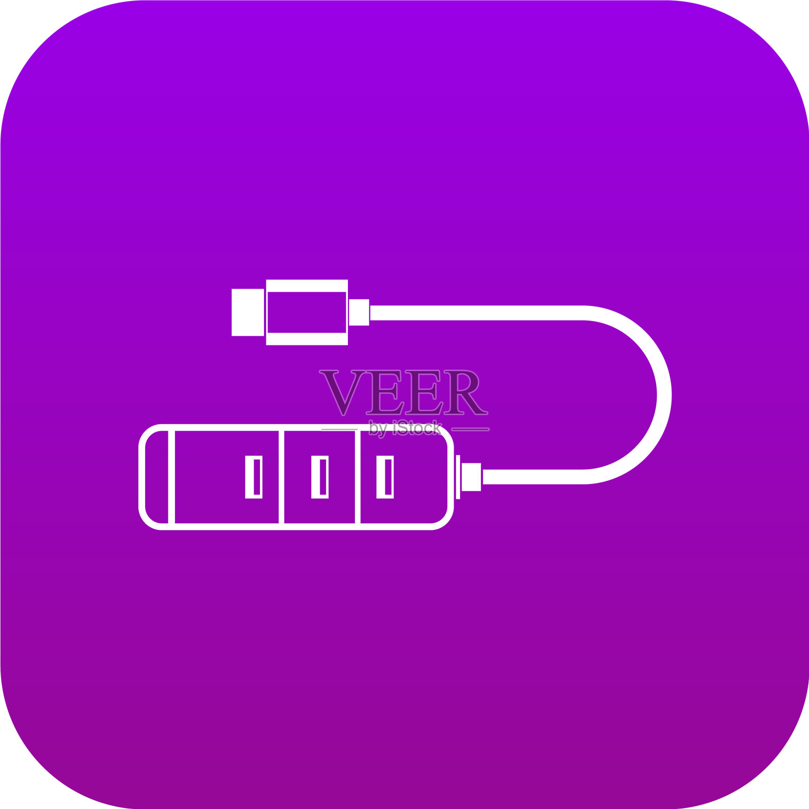 Usb适配器连接器图标数字紫色插画图片素材