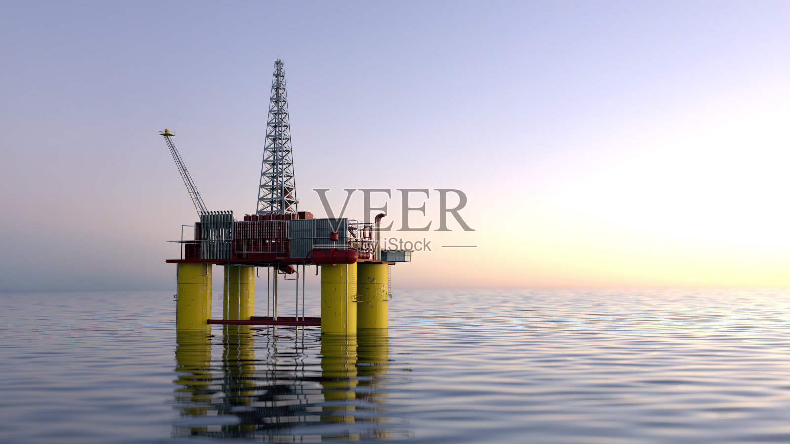 海上工业油气生产石油管道日落照片摄影图片