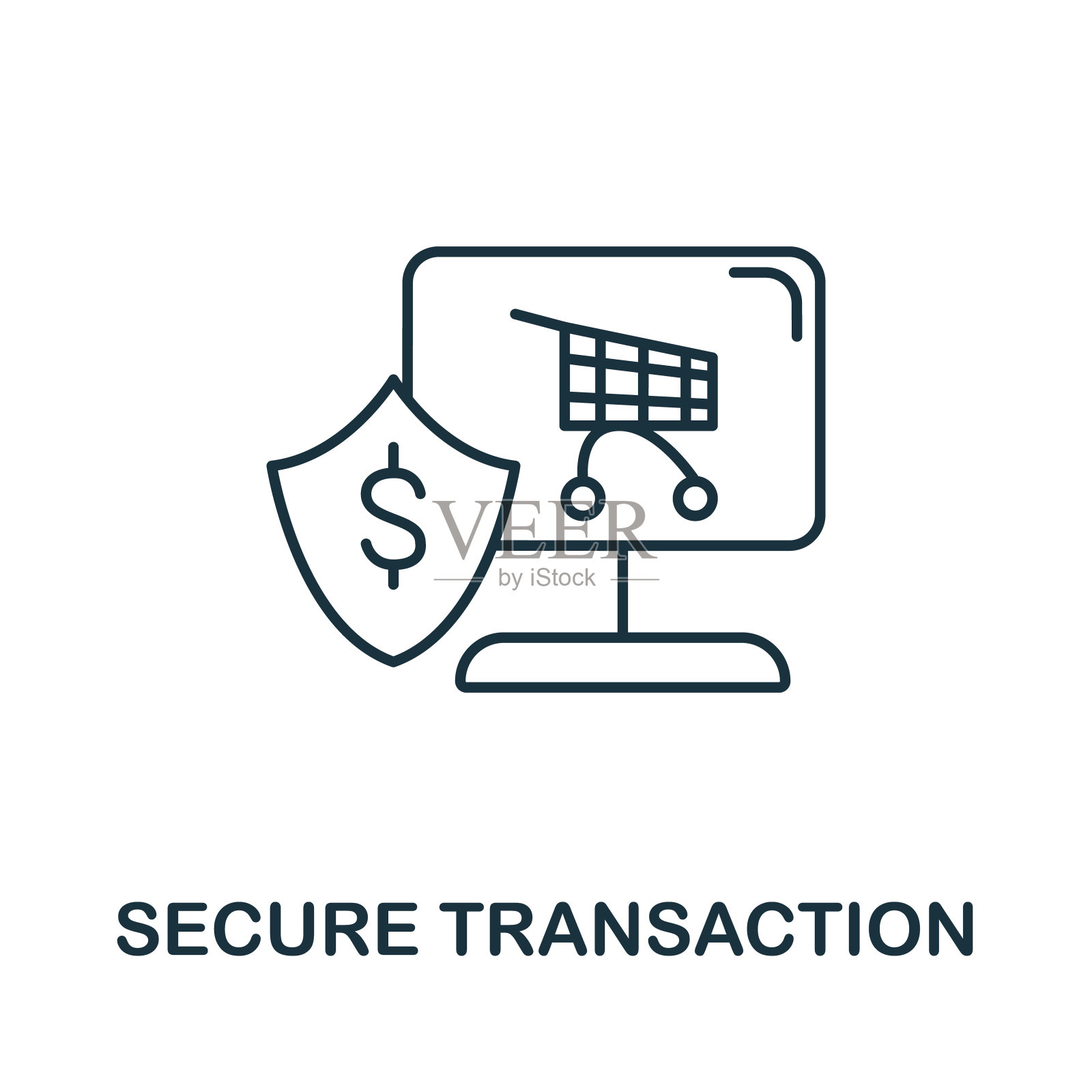 安全事务图标。线条风格符号从购物图标集合。安全事务创意元素的标志，信息图形，用户体验和用户界面插画图片素材