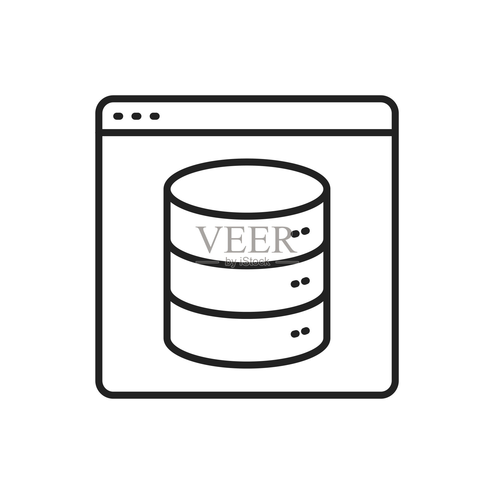 网站数据库图标。高质量的黑色矢量插图。图标素材