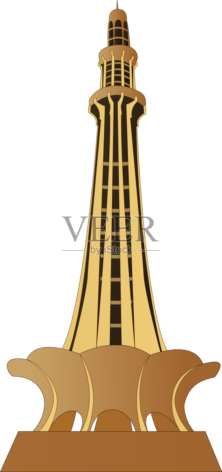 巴基斯坦米纳尔，拉合尔，旁遮普插画图片素材