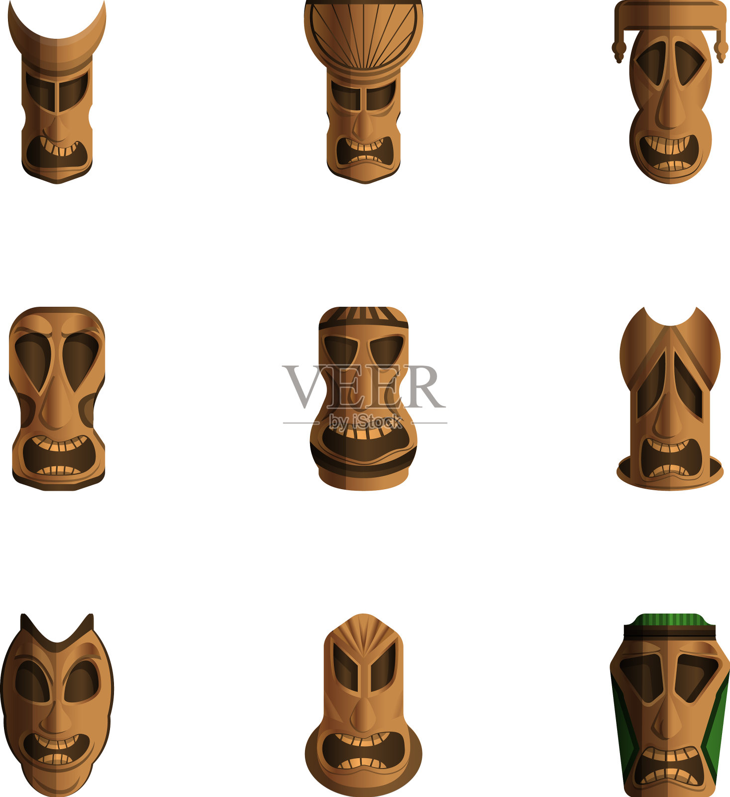 图腾偶像图标集卡通风格图标素材