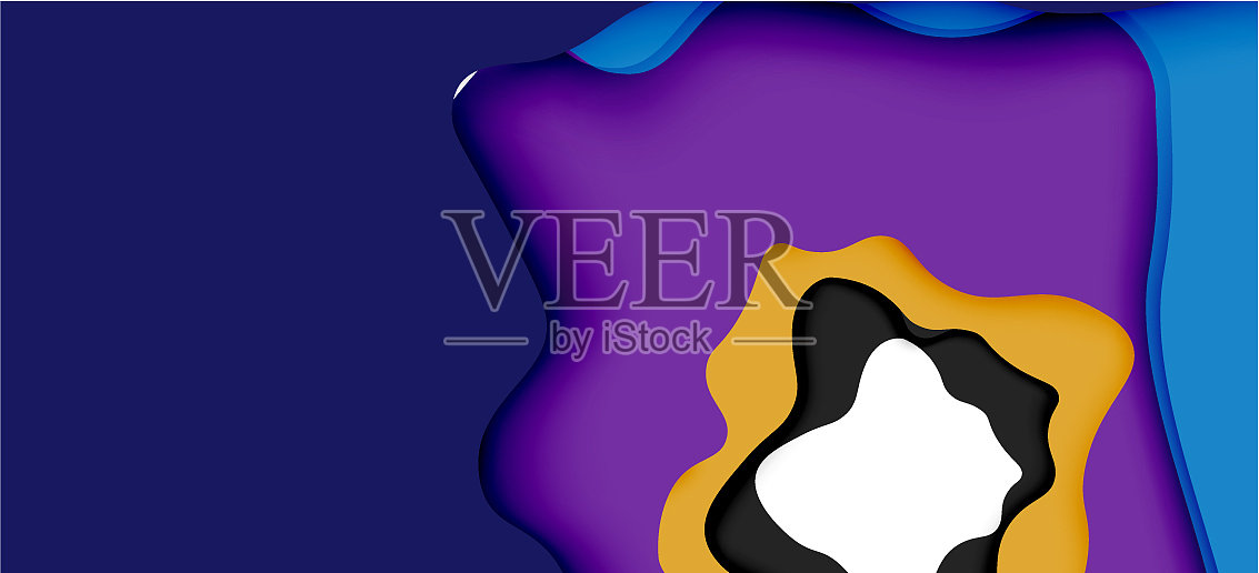 抽象几何图案三维纸层切割插画图片素材