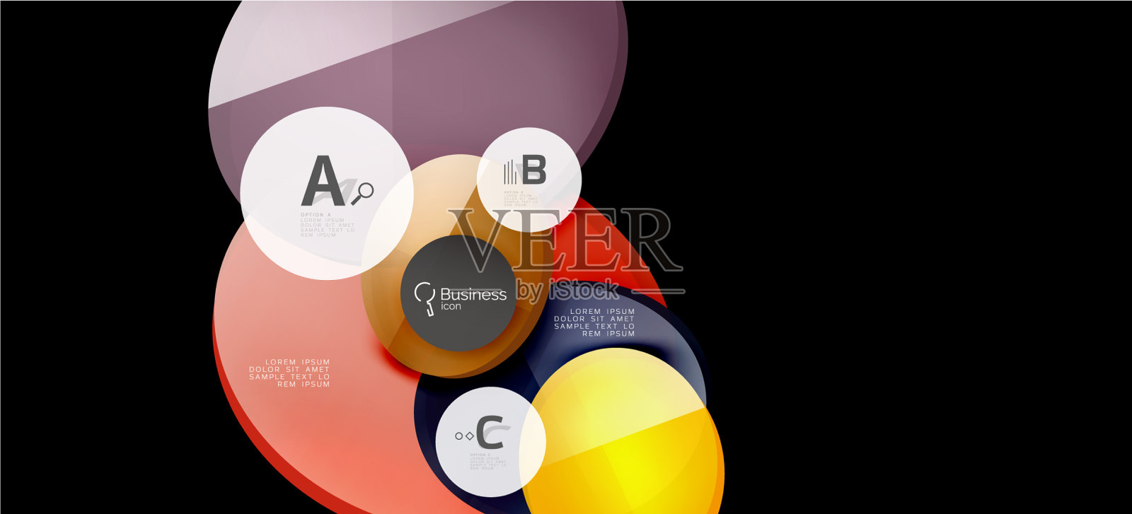 复古彩色几何背景-圆圈上插画图片素材