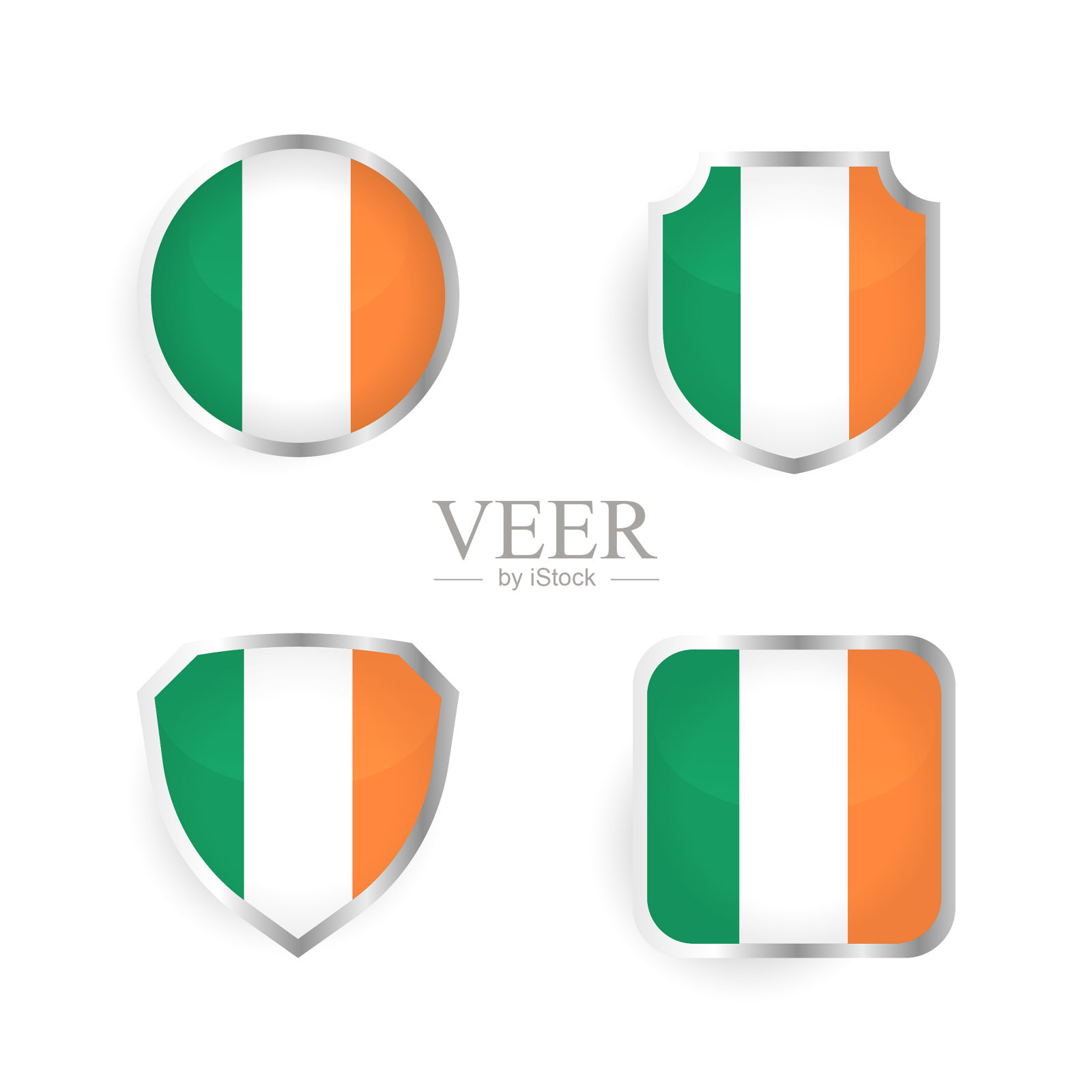 爱尔兰国家徽章和标签收藏设计元素图片