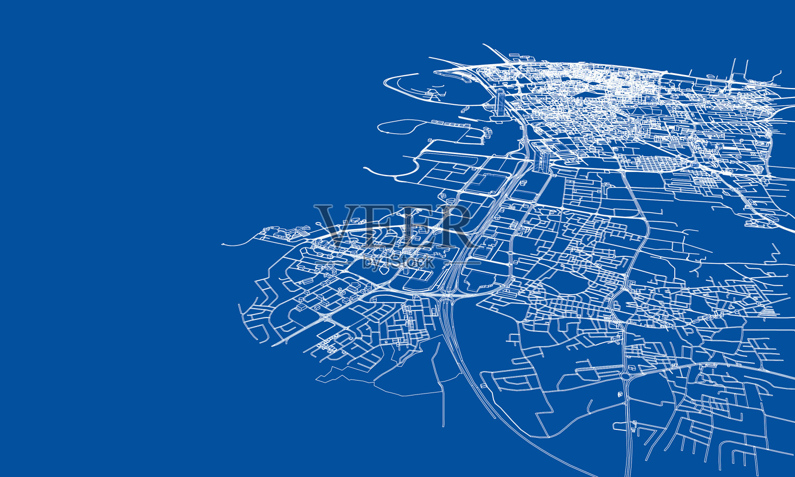 勾勒城市概念线框风格插画图片素材