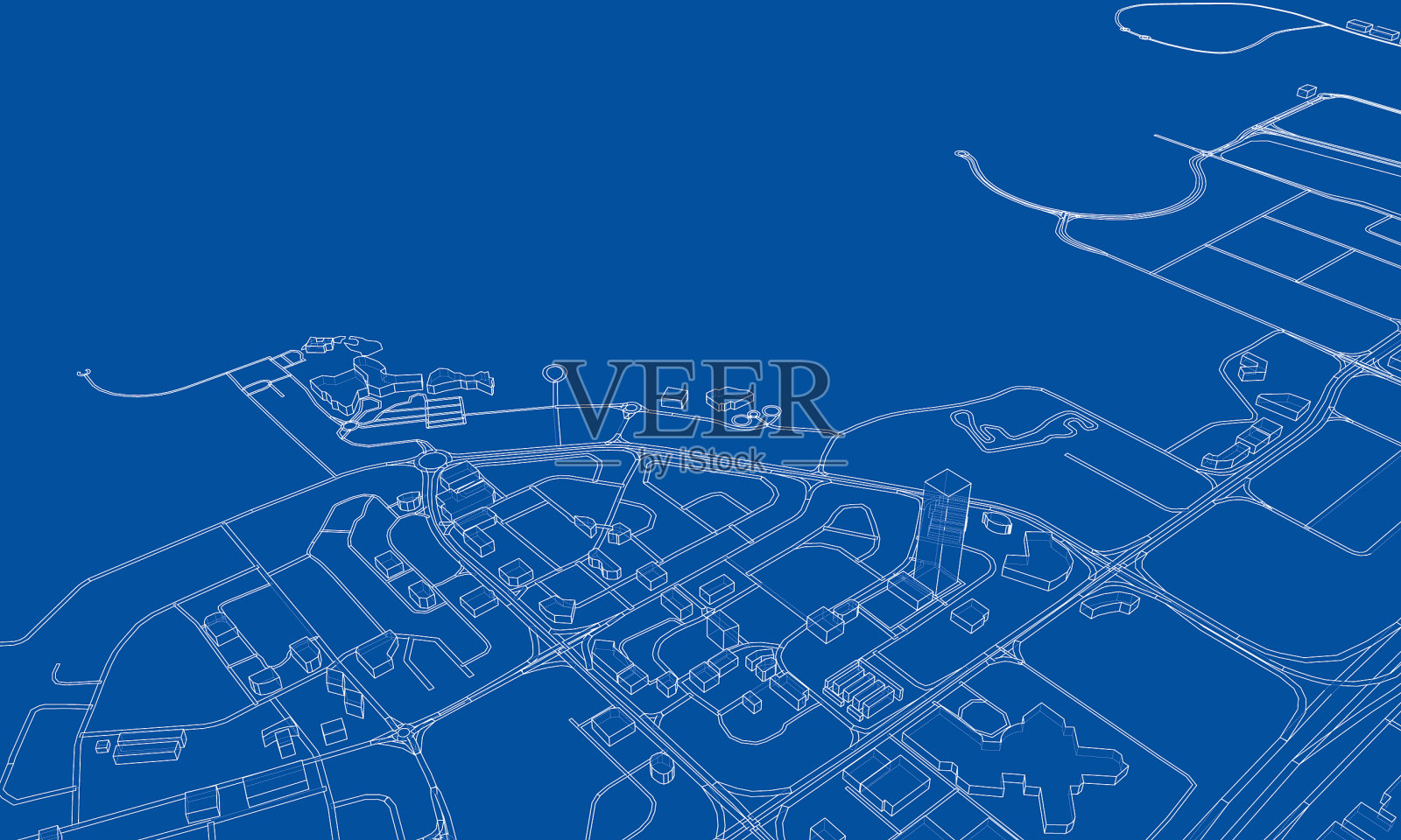 勾勒城市概念线框风格插画图片素材