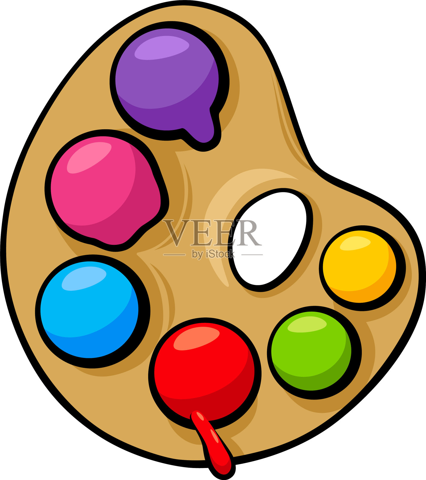 艺术家调色板与油漆剪贴艺术卡通设计元素图片