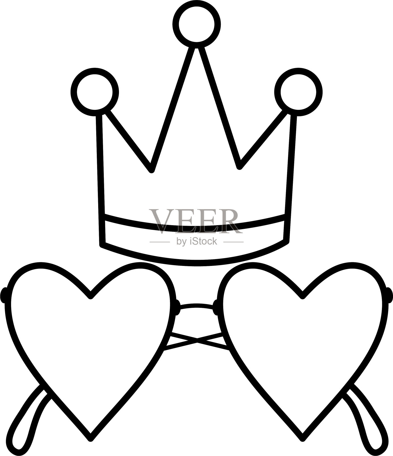 时尚眼镜心爱形状和皇冠设计元素图片